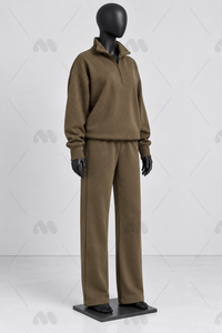 Chándal Unisex de Color Sólido, Informal, Transpirable, con Cierre de Cremallera de un Cuarto, Manga Corta, Corte Regular, Ligero, de Algodón, para Invierno - Product Image 4