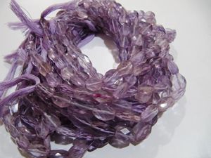 Collier de perles ovales facettées en améthyste rose naturelle, 10 pouces de long - Product Image 5