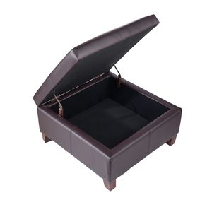 Pouf da salotto quadrato da 28 pollici con bottoni trapuntati, in pelle PU, con contenitore in MDF e coperchio ribaltabile, ideale per l'ingresso - Product Image 1