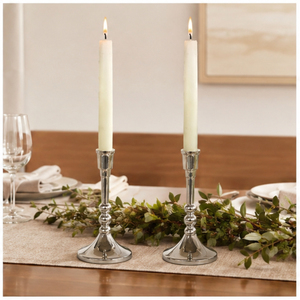 Porte-bougie conique en métal argenté de luxe, chandelier moderne et élancé pour centre de table de mariage et décoration de table minimaliste à domicile - Product Image 4