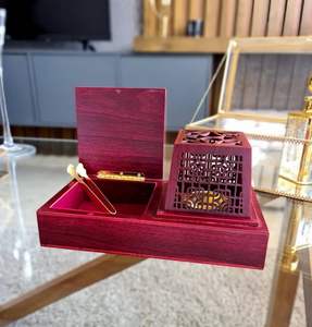 Caja Quemadora de Bakhoor de Madera Personalizada, Quemador de Incienso Árabe Portátil, Set de Regalo de Madera Mabkhara para Eid y Bodas, Set de Madera Mubkar para Ramadán - Product Image 1