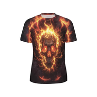 T-shirt pour homme à motif de crâne d'anime tendance, style hip-hop, impression numérique personnalisée, respirant, 180 grammes, polyester tricoté