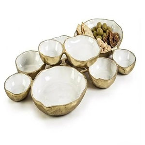 Ensemble de 9 bols de service ronds en émail, décoratifs et élégants, pour olives, chips et sauces. - Product Image 2