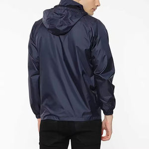 เสื้อแจ็คเก็ตวินด์เบรกเกอร์แบบมีฮู้ดสีน้ำเงินกรมท่าสำหรับผู้ชาย สไตล์ลำลอง ซิปด้านหน้า ทรงบอมเบอร์ เหมาะสำหรับใส่ในฤดูใบไม้ผลิ - Product Image 2