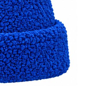 Royal Blue Sherpa Knit <b>Beanie</b> Hat with Gold Greek Letter Embroidery Warm Unisex Winter Cuffed <b>Beanie</b> Custom Headwear - Product Image 4