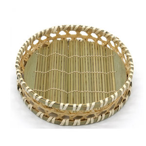 Premium Rattan Tray Handcrafted <b>Woven</b> Wood Serving Platter for Interior Design Aesthetic Storage Home Accents - Product Image 1