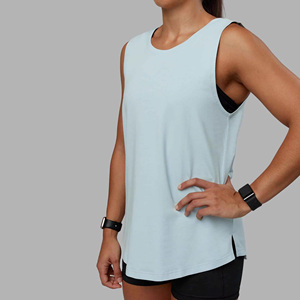 Wholesale Women's Light Blue Sleeveless Tank <b>Top</b> O-Neck Knitted Breathable Casual Wear for Gym Fitness Training - Product Image 6