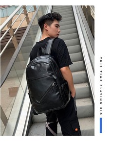 Nouveau sac à dos en cuir PU pour homme, tendance mode, sac à dos de loisirs en plein air, sac pour ordinateur portable, sac pour homme - Product Image 6