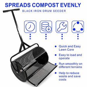 Compost & Peat Moss Spreader Metal <b>Mesh</b> <b>Basket</b> Lawn Topdressing Roller Garden Fertilizer Soil Spreader | Garden Supply ODGGAD017 - Product Image 2