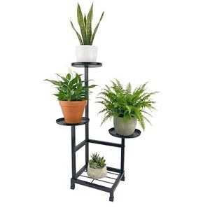 Support de plantes en métal moderne à 4 niveaux pour pots de fleurs et plantes vertes d'intérieur, finition thermolaquée, style minimaliste - Product Image 1