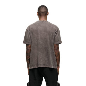 Camiseta de Algodón Lavado de Color Liso para Hombre, Talla Grande, Manga Regular, Cuello Redondo, Estilo Casual, Tejido de Punto, Ajuste Holgado, Diseño Personalizado, Envío Rápido - Product Image 3