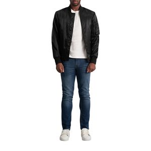 Chaqueta Bomber de Nailon Negra para Hombre, Cortavientos, con Cuello Alto, Bolsillos con Cremallera, Chaqueta Casual de Primavera - Product Image 1
