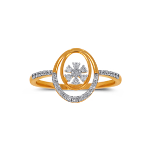 Bague ovale florale Aurora avec diamant central taille brillant et sertissage pavé pour femme, style classique de fiançailles - Product Image 2