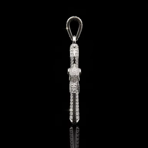 Colgante de Diamantes con Diseño de Ankh y Ojo de Horus en Oro Blanco de 925 con Baño de Plata |   Joyería de Diamantes con Símbolo Egipcio Incrustado - Product Image 2