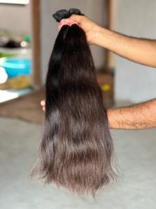 Cheveux humains indiens bruts en vrac, trame simple, cheveux Remy, double tirage, couleur noir naturel, emballage rose - Product Image 2