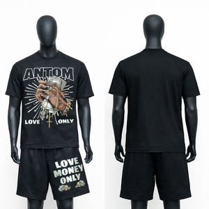 สินค้าขายดีมาใหม่ เสื้อยืดแขนสั้นและกางเกงขาสั้นชุดคู่สำหรับผู้ชายฤดูร้อน / ชุดลำลองสำหรับผู้ใหญ่ - Product Image 1