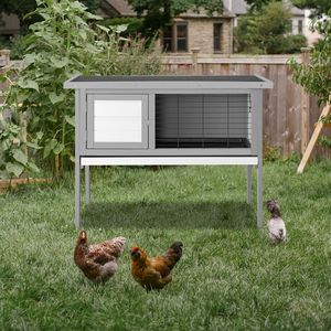 Pollaio in Legno Impermeabile Grigio a Un Piano per Polli, Conigli e Galline - Product Image 1
