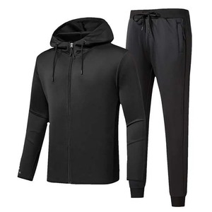 Survêtement gris à capuche pour homme, fermeture éclair intégrale, coupe décontractée, polyester, vêtements d'automne avec poches latérales - Product Image 4
