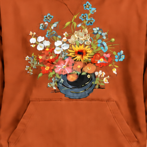 เสื้อฮู้ดลายดอกไม้สีส้มไหม้ ทรงโอเวอร์ไซส์ สไตล์ลำลอง มีกระเป๋าจิงโจ้ เหมาะสำหรับใส่ในฤดูใบไม้ร่วง สตรีทแวร์ - Product Image 6