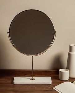 Miroir de maquillage, miroir de vanité pour la maison, miroir de vanité portable, miroir au design élégant, miroir de vanité design, base en marbre, décoration - Product Image 1