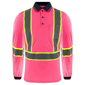 High Visibility Long Sleeve Safety Reflective Stripes Worker Construction Security Working Uniform Polo Shirts - Product Image 4