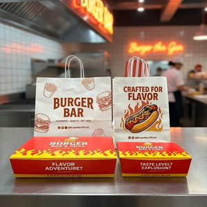 Boîte plate personnalisée professionnelle pour hamburgers, poulet frit et frites – Emballage en carton pour vente à emporter – Couleurs personnalisables en gros - Product Image 2