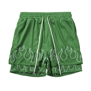 Men's High Quality Breathable Quick Dry Eco-Friendly <b>Mid</b> Waist Drawstring Closure Double <b>Layer</b> 100% Cotton Sports Shorts Shorts - Product Image 5