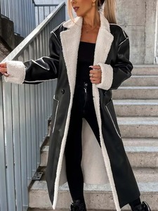 Chaquetas de piel de oveja de primera calidad para mujer, abrigos de cuero genuino personalizados, abrigos largos de cuero vacuno cálidos para invierno. - Product Image 3