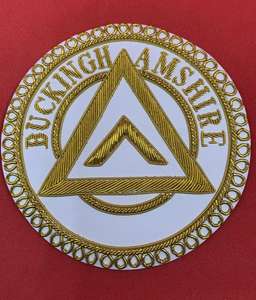 Badge de tablier maçonnique de luxe fait main, brodé au fil de bullion, style London Grand Rank, pour tenue de cérémonie, avec effet 3D en relief - Product Image 2