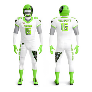 Conjunto de Uniforme de Fútbol Americano Corto con Impresión Personalizada, Blanco y Verde, Poliéster de Secado Rápido, Camisetas para Equipos Escolares, Entrenamiento de Liga - Product Image 3