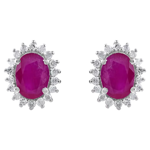 Pendientes de Diamantes y Rubíes en Plata de Ley 92.5 KLST-30826 - Product Image 1