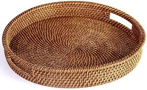 Bandeja de servir de ratán texturizado con prácticas asas, ideal para brunch, almacenamiento de aperitivos o decoración de salas de spa. - Product Image 2