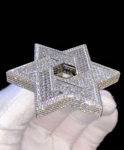 Broche de luxe en forme d'étoile avec diamant, argent 925, diamant de laboratoire certifié IGI, bijou unisexe, cadeau - Product Image 1