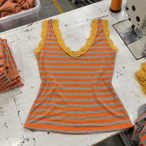 Wholesale Women's Trendy Thrifted <b>Camisole</b> Tank Top Breathable 100% Cotton Lace Trim Printed Sleeveless Fitted Summer Casual Y2K - Product Image 5