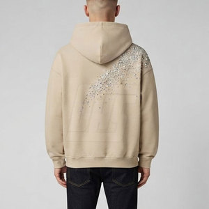 Sweat-shirts tendance avec strass et décorations, tissu confortable, sweat-shirt à capuche basique en coton mélangé pour hommes - Product Image 4