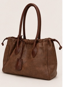 Premium Brown <b>Leather</b> Vintage Bohemian Ruched Tote <b>Bag</b> for Women Luxury <b>Slouchy</b> Shoulder Handbag Elegant Everyday Summer Winter - Product Image 5