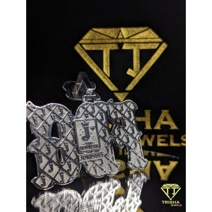 Pendentif personnalisé « FBG » serti de diamants VVS cultivés en laboratoire, en argent sterling 925, bijou tendance hip-hop par Trisha Jewels - Product Image 6