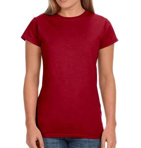 Camiseta de manga corta para mujer, camisa 100% de algodón con cuello redondo, informal, de punto, liso, teñido, con patrón Regular - Product Image 1