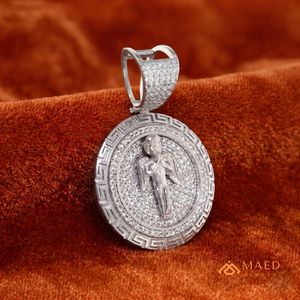 925 Silver Moissanite <b>Angel</b> Coin Pendant Necklace <b>Charm</b> with Micro Insert for Unisex Wedding Luxury Jewelry - Product Image 2
