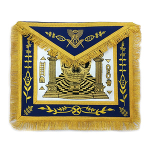 Tablier de Maître Maçon Premium, Brodé à la Main, Franges en Fil d'Or, Fabricant de Régalia Maçonniques - Product Image 1