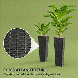 Set of 2 Black Outdoor <b>Plastic</b> Flowerpots & <b>Planters</b> for Garden & Home Use - Product Image 3