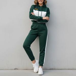 Conjunto Deportivo Personalizado con Logotipo para Mujer, Sudadera con Capucha y Pantalones Deportivos Unisex Color Gris Niebla, Conjunto Deportivo de Algodón Grueso para Correr - Product Image 2