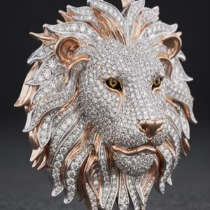 จี้ห้อยคอรูปหัวสิงโตฮิปฮอปประดับเพชรโมอิสซาไนต์  ทองคำขาว 925 ชุบทองคำชมพู สร้อยคอหรูหราดีไซน์รูปหัวสัตว์ - Product Image 2