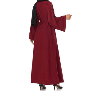 Women's Red Floor Length Abaya <b>Long</b> Sleeve Modest <b>Dress</b> Plus Size Loose Fit Solid Color Daily Wear Middle East Style - Product Image 6