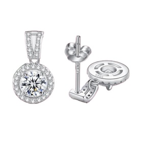 White Round Shape Moissanite Earring 925 Sterling Silver Earring Customized Drop Earrings Gift For anniversary - Product Image 2