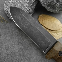 Pisau Berburu & Kemah DIY OEM Baja D2 Gagang Serat Linen Perlengkapan Survival Outdoor Ketebalan Bilah 2.8mm Panjang 22.4cm Buatan Tangan
