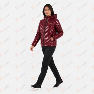 Veste bomber matelassée bordeaux pour femme, à capuche, manches longues, fermeture éclair, écologique, imperméable, coupe-vent, vêtements d'hiver - Product Image 3