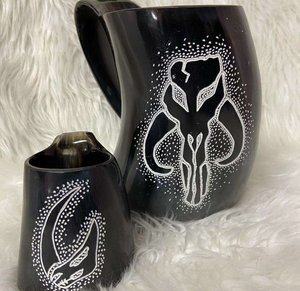 Taza de Cuerno de Búfalo 100% Calidad Premium Hecha a Mano en Negro con Técnica Karvin - Product Image 5