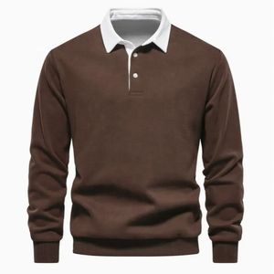 Polo à manches longues pour homme, tissu riche en coton, fournisseur de vêtements de mode. - Product Image 3