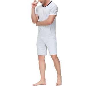 Men's White Cotton <b>Short</b> Sleeve T-Shirt With <b>Shorts</b> Set Crew Neck Elastic Waist Lightweight Summer Casual Wear - Product Image 4